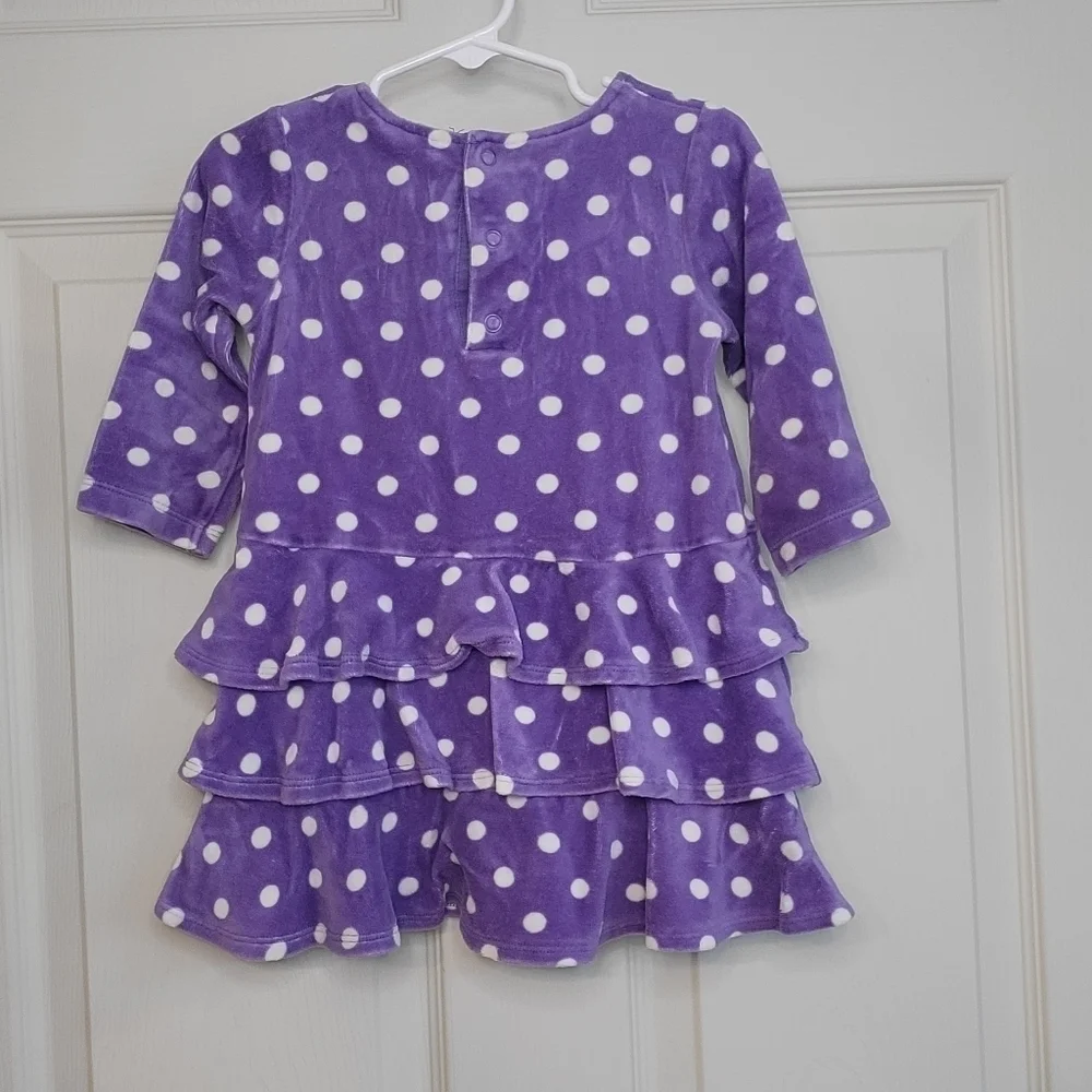 Gymboree Purple Velour Velvety Polka Dot Dress‎ Fall Ruffle